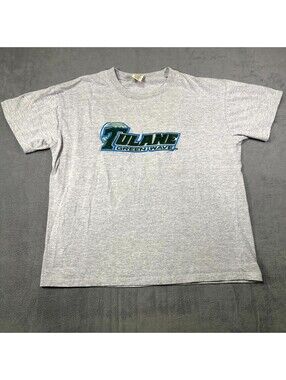 Big Ball Sports T-Shirt Gray Mens L Tulane Green Wave University Football NCAA